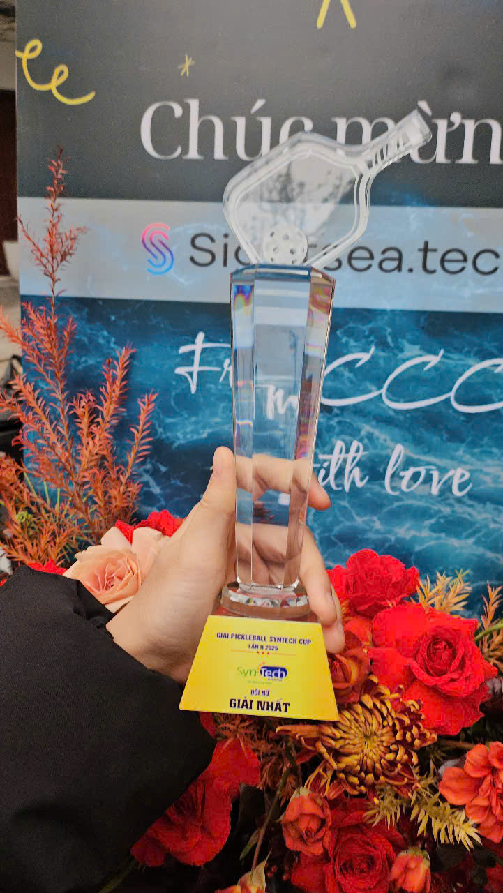 Cúp Pha Lê Pickleball Dạng Trụ Cao