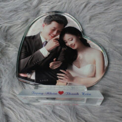 Cúp pha lê trái tim in ảnh theo yêu cầu